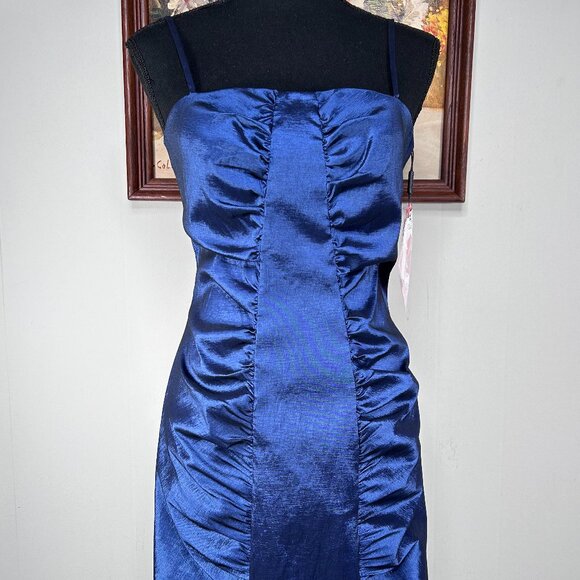 Calvin Klein Dresses & Skirts - Calvin Klein A-Line Dress Women 6 Spaghetti Strap Shiny Blue Cocktail Party NWT